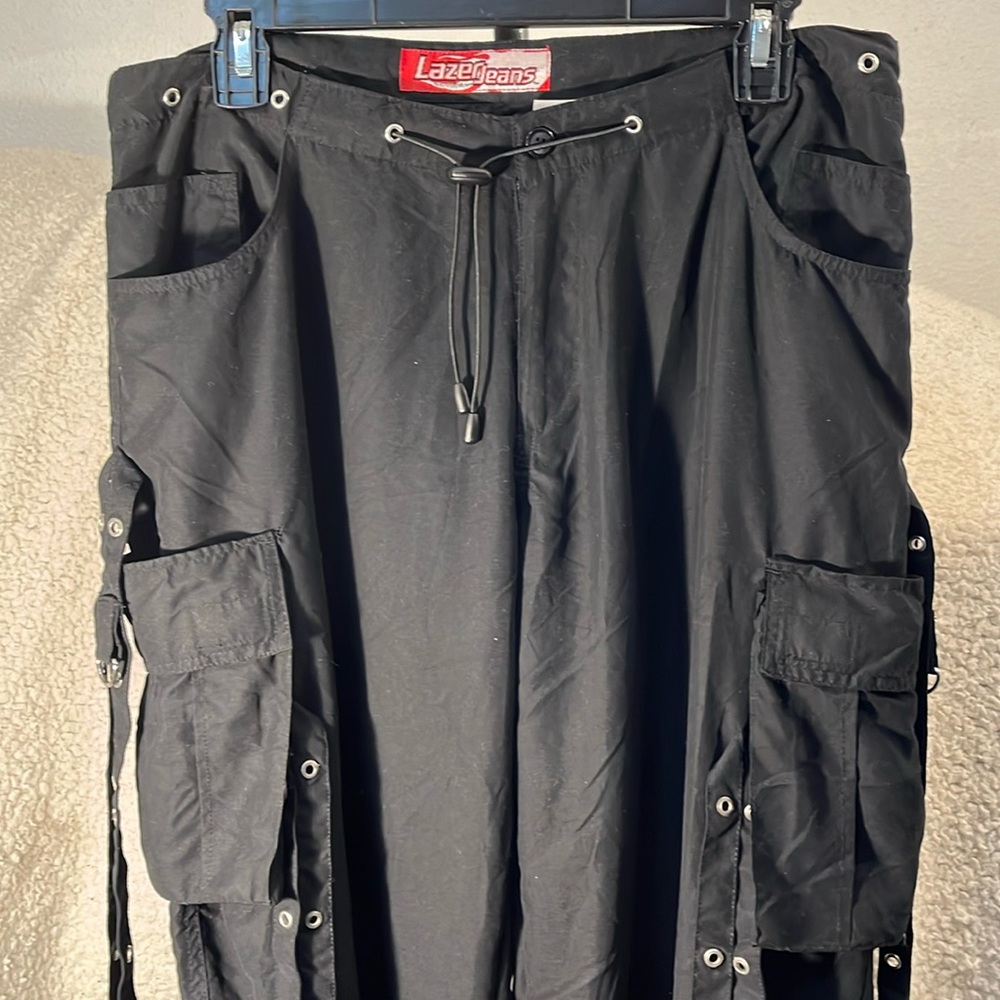 Vintage Black   Cargo LazerJeans Grommet design